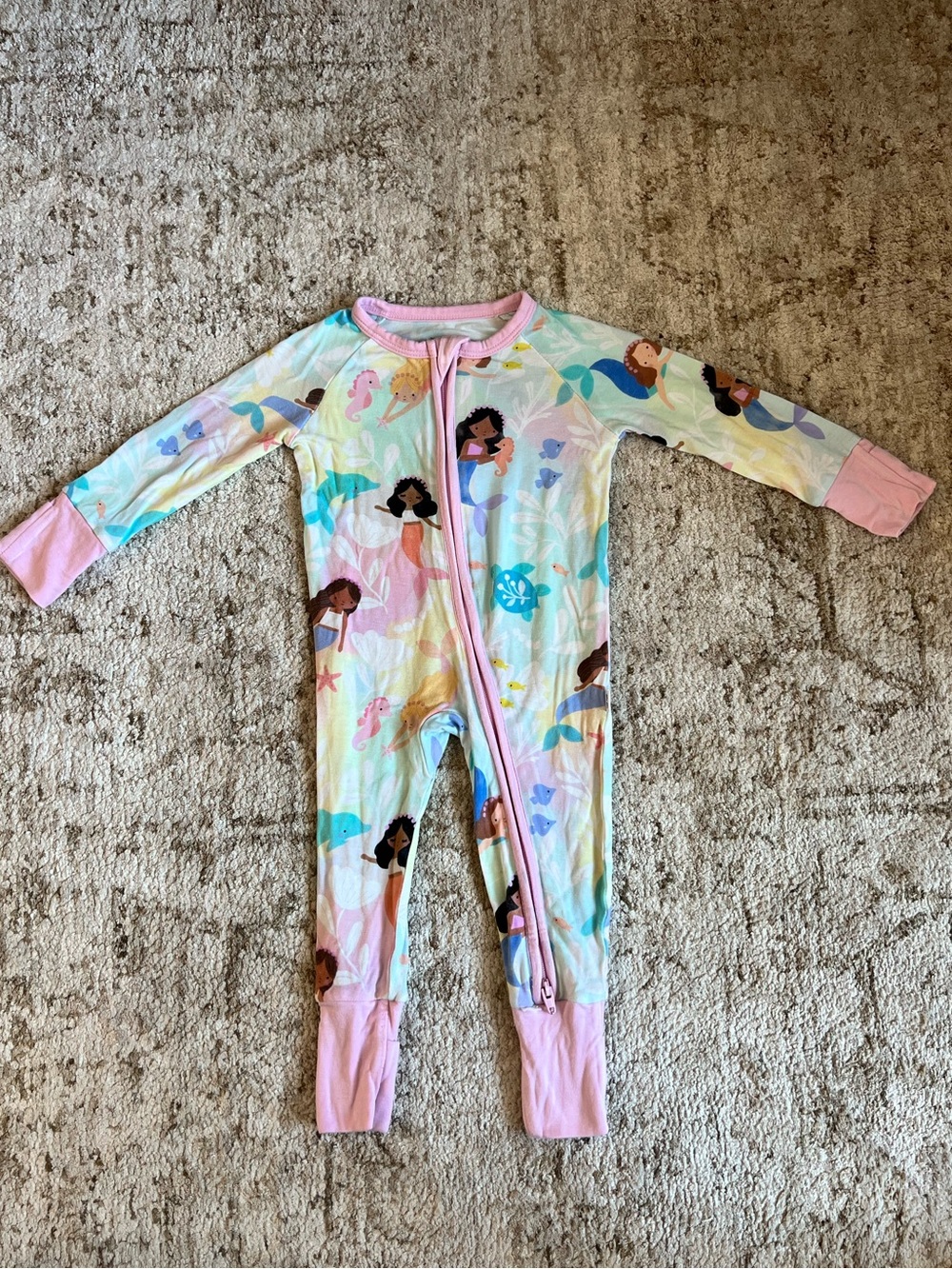 Little Sleepies Mystic Mermaids Zippy Bamboo Convertible Sleeper 0-3 months